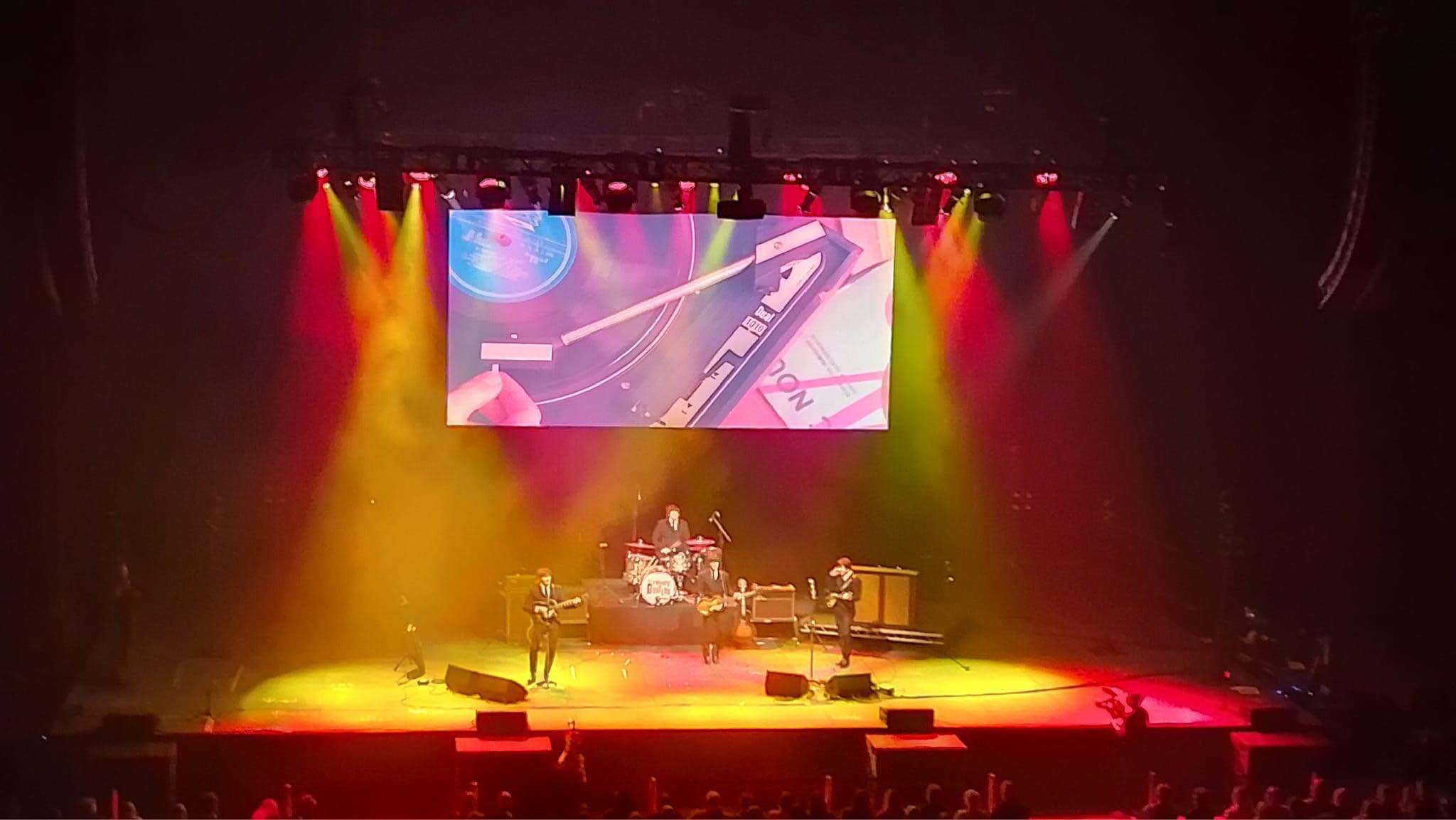 mersey beatles , the beatles , the upbeat beatles , hoddesdon , tribute band , production for touring bands , production for tribute band , liverpool arena , liverpool , M&S arena ,