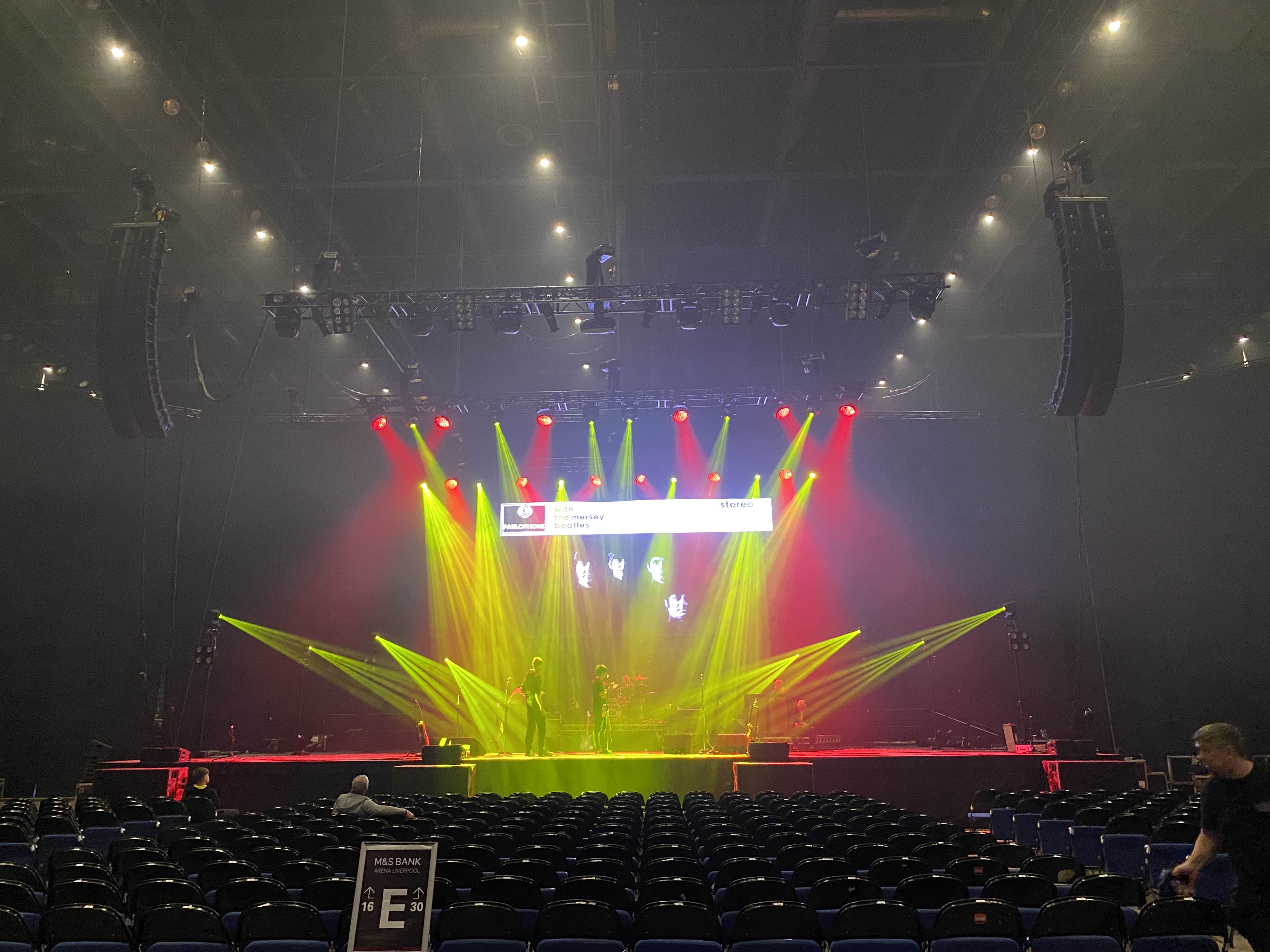 mersey beatles , the beatles , the upbeat beatles , hoddesdon , tribute band , production for touring bands , production for tribute band , liverpool arena , liverpool , M&S arena ,