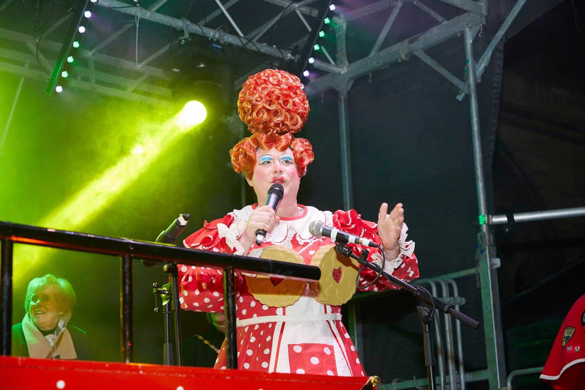 Lichfield , Staffordshire , Christmas , lights , switch on , 2018 , 2019 , gold , production , stage , hire , rent , rental , 