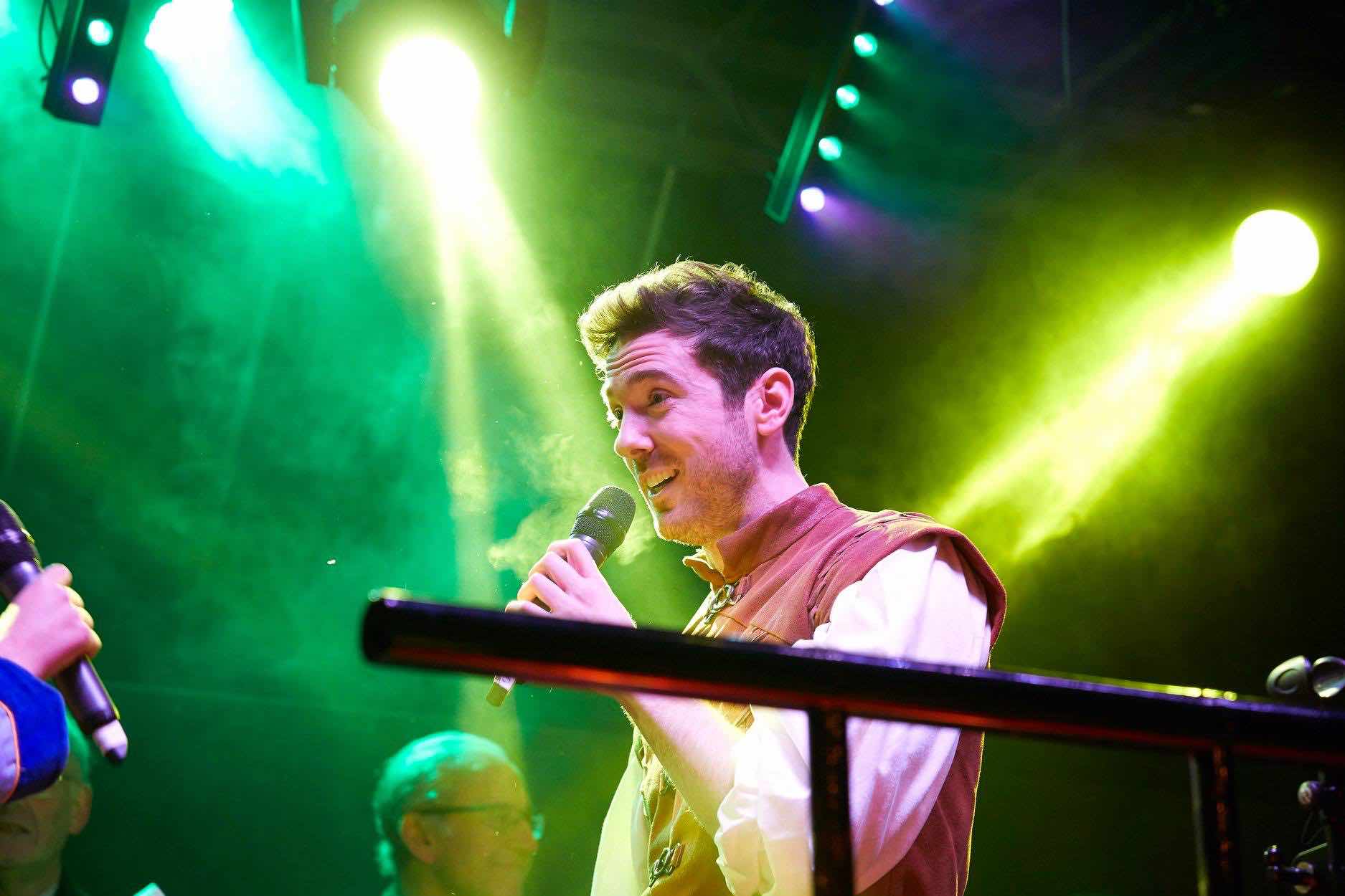 Lichfield , Staffordshire , Christmas , lights , switch on , 2018 , 2019 , gold , production , stage , hire , rent , rental , 