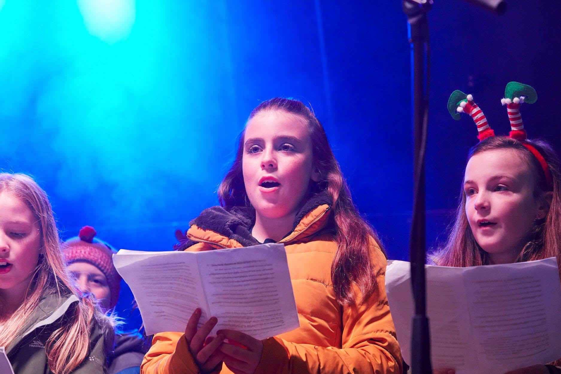 Lichfield , Staffordshire , Christmas , lights , switch on , 2018 , 2019 , gold , production , stage , hire , rent , rental , 