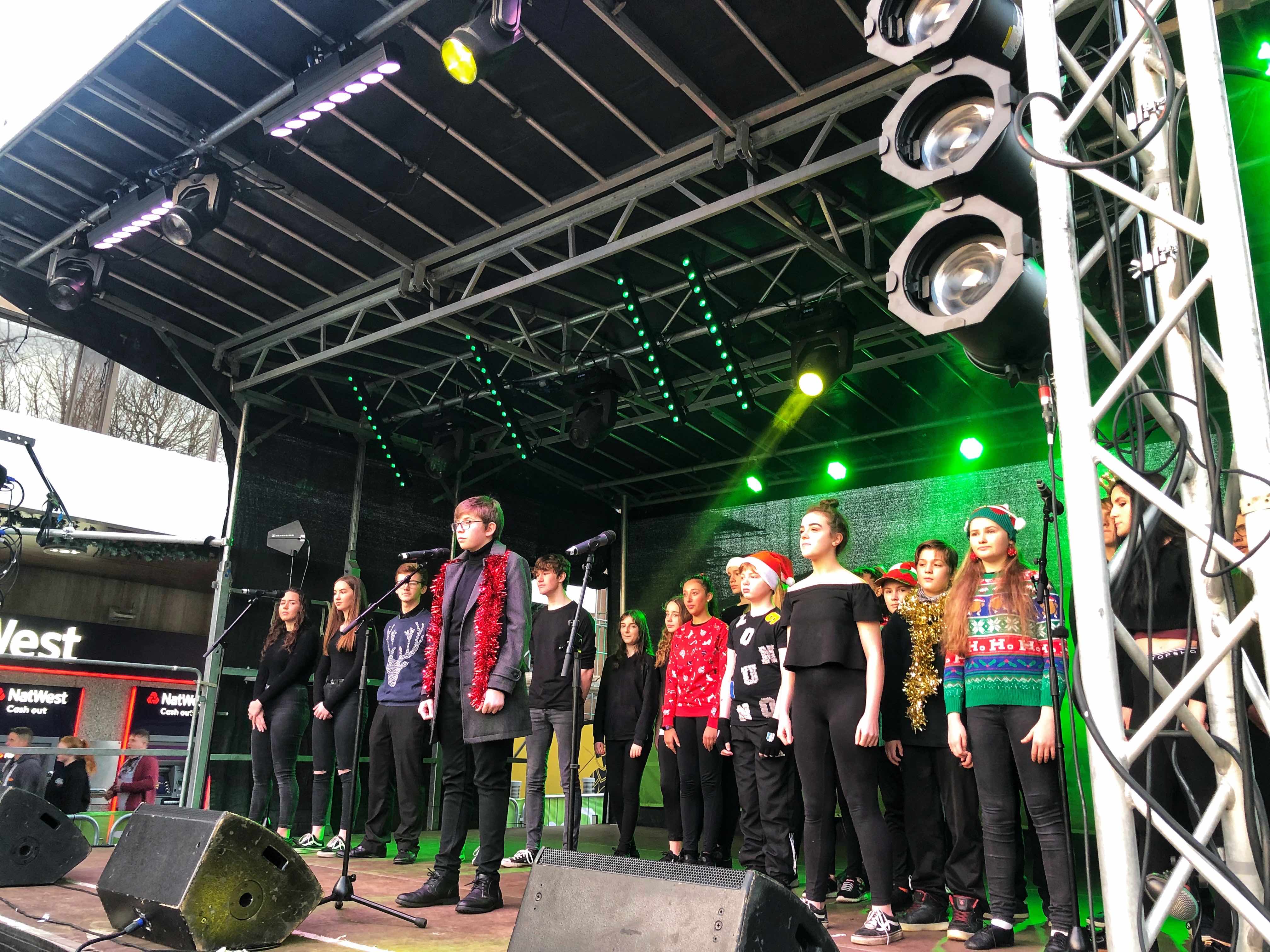 Sutton Coldfield , Sutton , Birmingham , Christmas , lights , switch on , 2018 , 2019 , gold , production , stage , hire , rent , rental , 