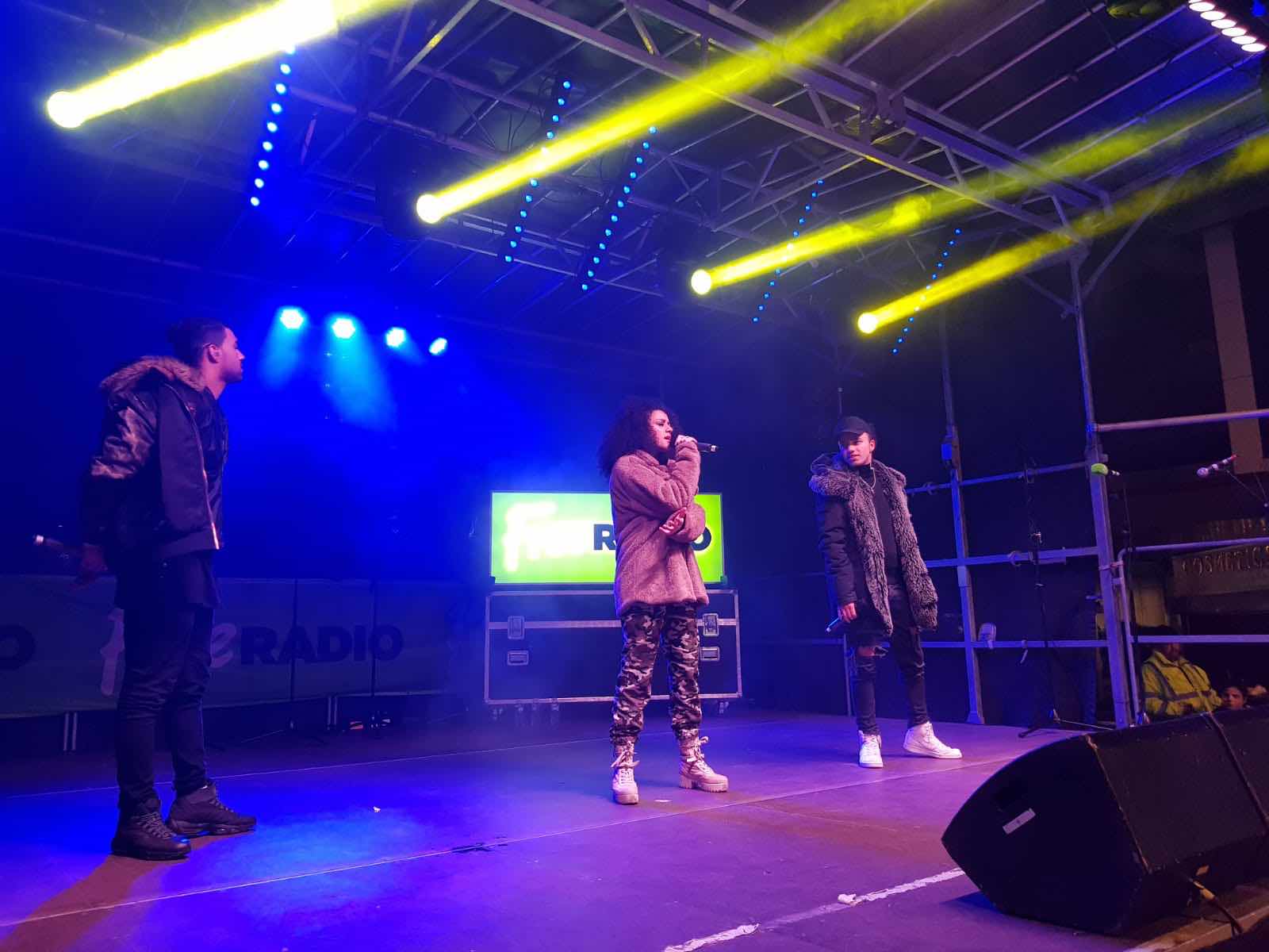 West Bromwich, Birmingham , Christmas , lights , switch on , 2018 , 2019 , gold , production , stage , hire , rent , rental , Cut Kelvins , Free radio , Katie Ashworth , CBBC , 