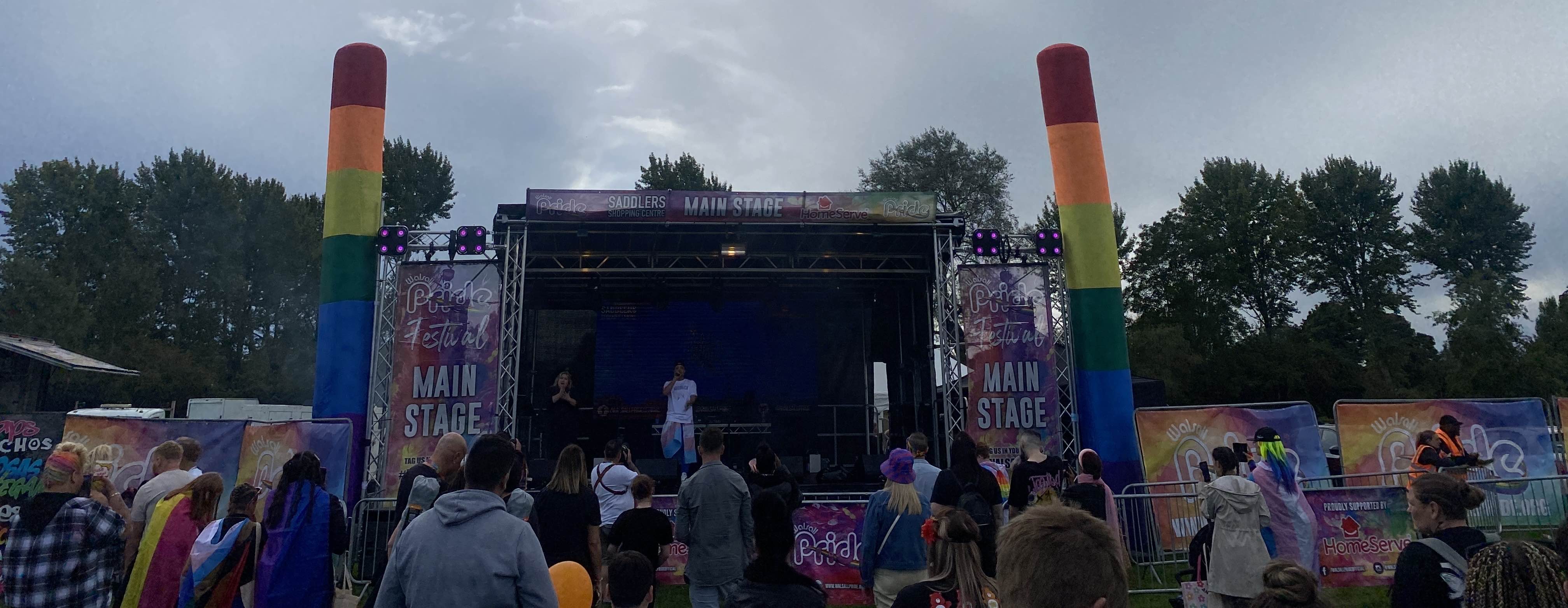 walsall pride , walsall pride 2023 , walsall , stagemen , outdoor festival , eventprofs , audio production , cannock sound hire , cannock sound ,